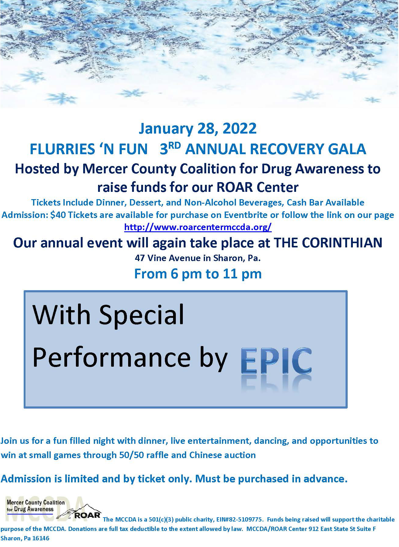Flurries 'N Fun 3rd annual recovery gala