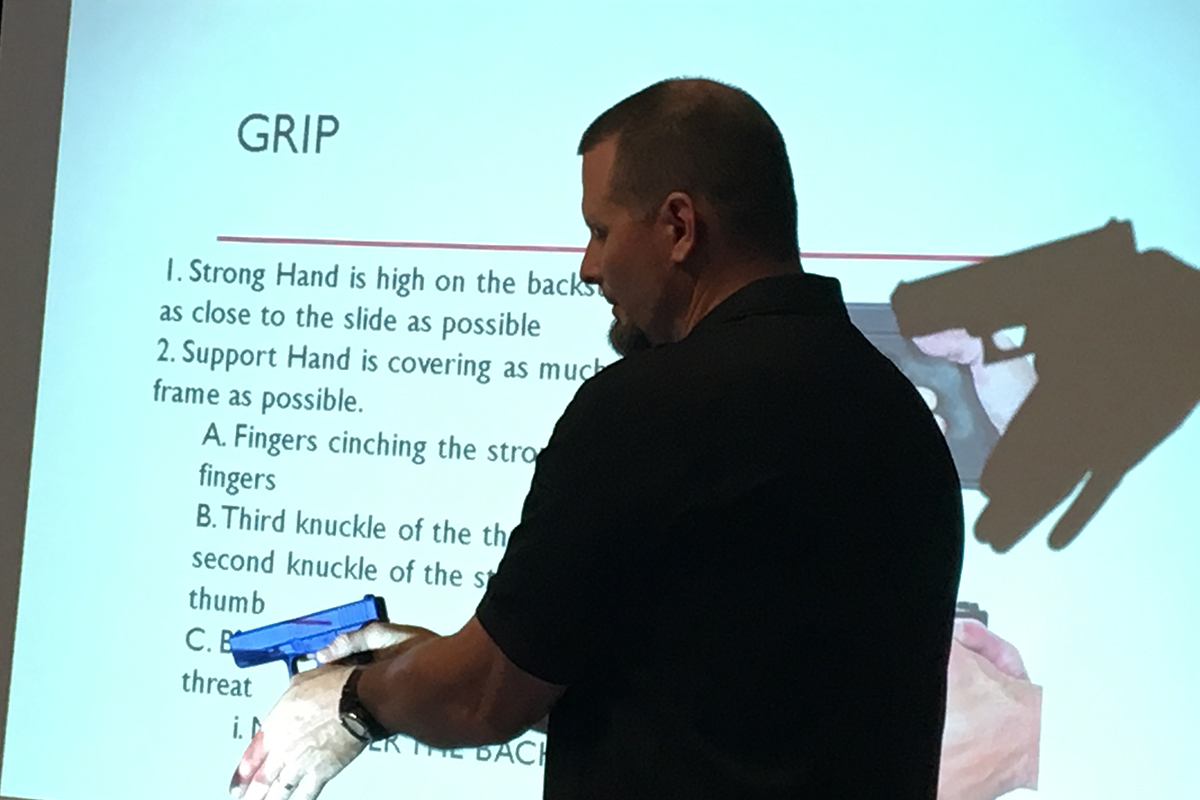 The Sheepdog Project teaches proper firearm grip.